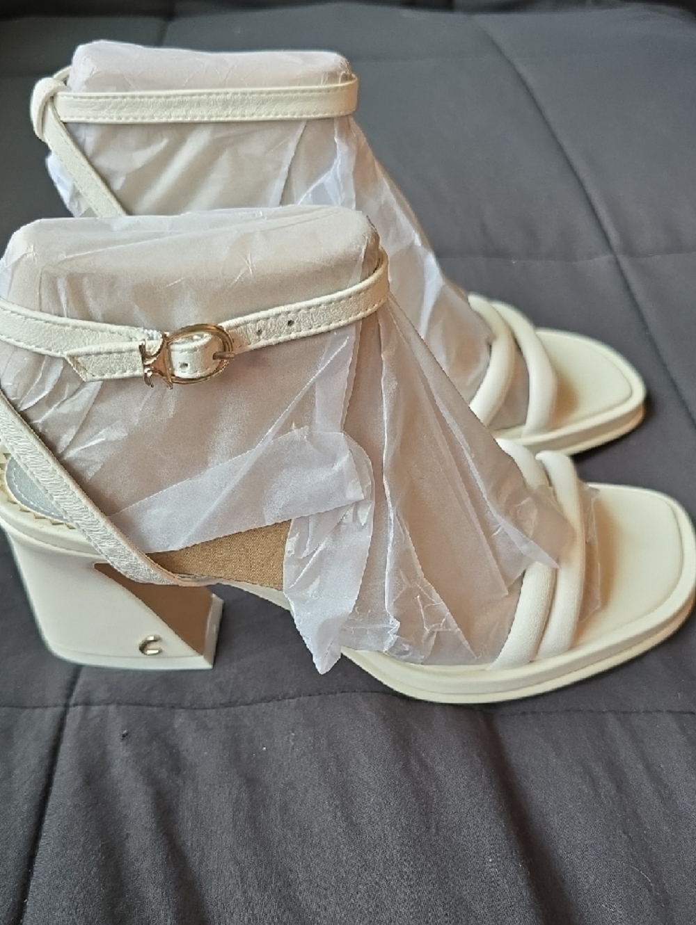 Circus by Sam Edelman Holly Bright White Strappy Block Heel Sandals - Picture 10 of 15